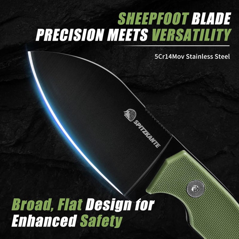 SPITZKANTE P-DA Neck Knife – EDC Fixed Blade with Sheath and Necklace, Full Tang 2.8" 5Cr14MoV Stainless Steel, Green Handle, for Hiking & Camping - Image 2
